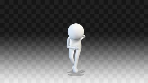 3D White Character Bowing Gesture Animation Loop