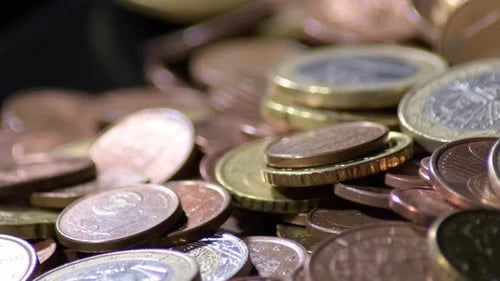 Pile of European Coins Close Up