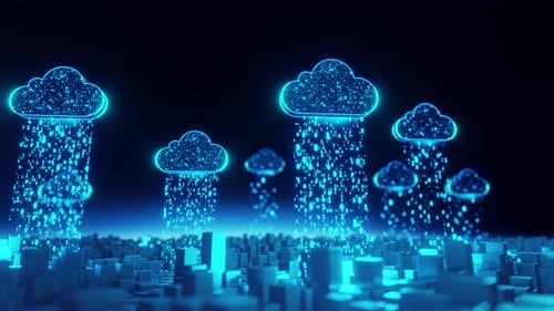 Massive data transmission through Cloud Computing. Lines represent a complex “network".