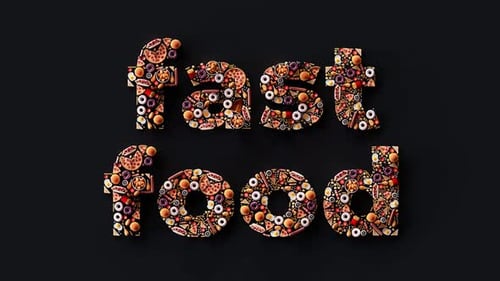 Animated Fast Food Text Made of Jiggling Food Icons