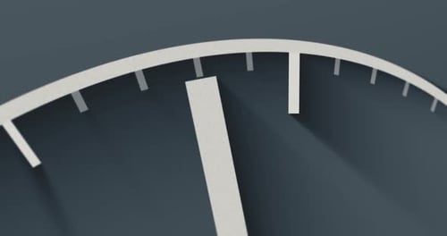 Cuenta regresiva de cinco segundos de un elegante reloj minimalista. Animación digital de primer plano.