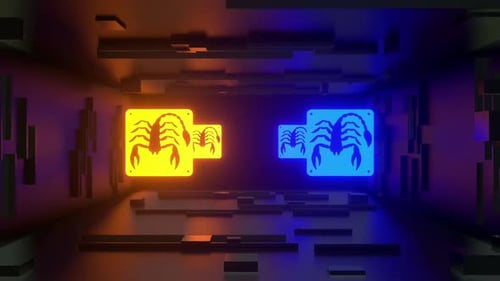 Abstract Neon Glowing Scorpion Loop Background
