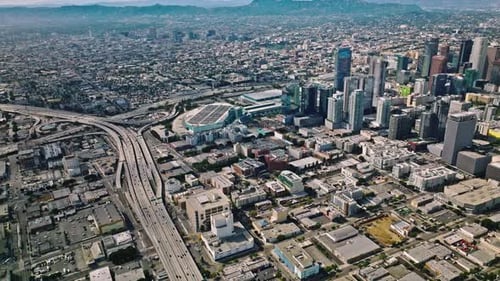 Downtown Los Angeles on Blue Sky Sunny Day in California