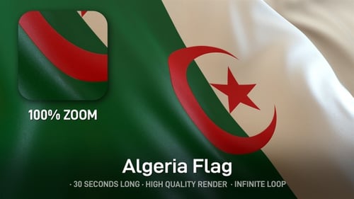 Waving Algerian Flag Seamless Loop Animation