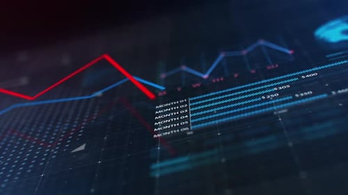 Animated Business Data Statistics and Global Technology Display