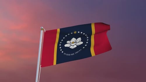 Realistic Waving Mississippi State Flag Animation