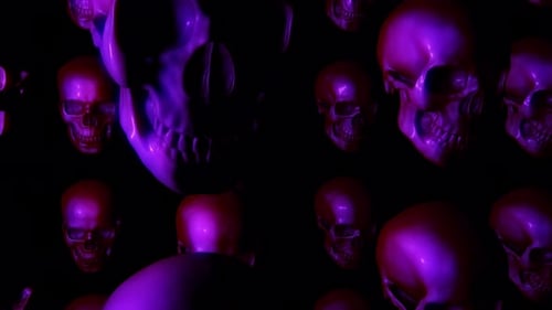 Endless Halloween Skulls Floating Up And Looking Around On Transparent Background