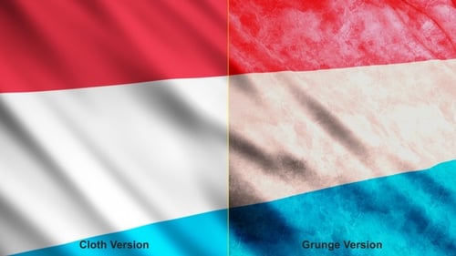 Luxembourg Flag Waving with Clean and Grunge Textures