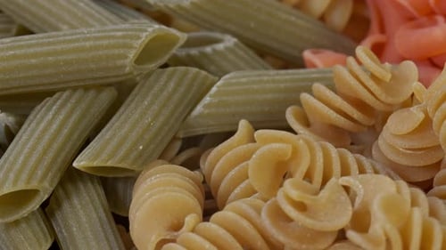 Colorful Uncooked Pasta Close Up
