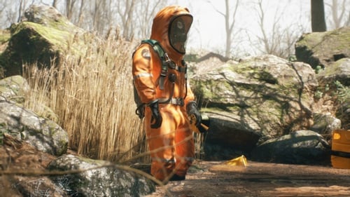 Hazmat Team Inspects Contaminated Zone in Realistic 3D Animation