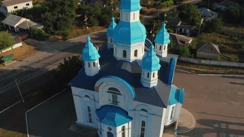 Aerial View of the Ukrainian Christian Church Located in the Village