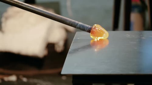 Shaping Molten Glass Art Close Up