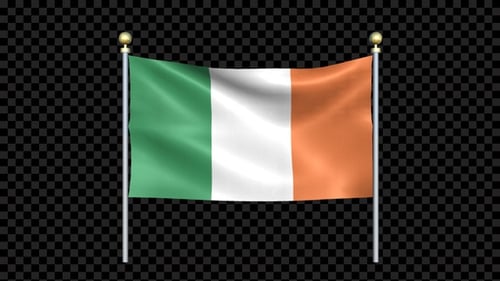 Realistic Ireland National Flag Waving Animation