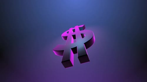 Neon Glowing 3D Dollar Sign Spinning