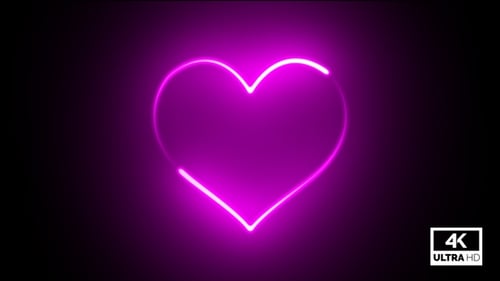 Looping Neon Pink Heart Outline Animation