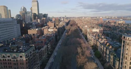 Flying Over Commonwealth Av Boston Massachusetts Aerial
