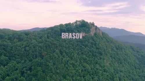 Brasov symbol sign on top of the Tampa mountain.
