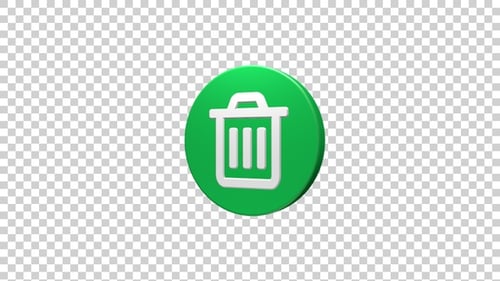 Animated 3D Trash Can Icon Rotation Loop