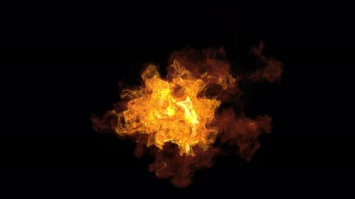 Realistic Fire Explosion on Black Background