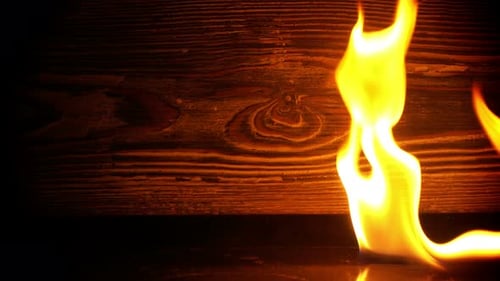 Fire Burning and Wooden Background 6