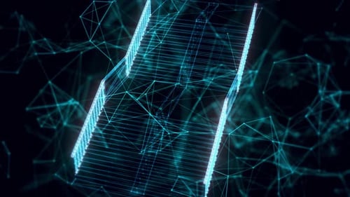 Metal Staircase Hologram Close Up 4k