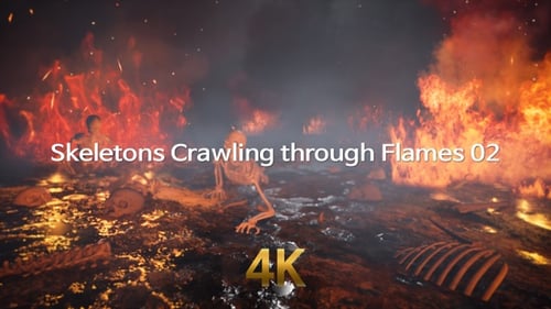Skeletons Crawling in Fiery Underworld Animation
