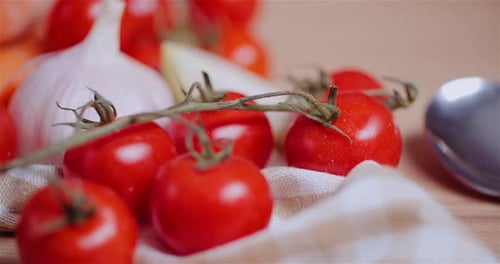 Close Up of Various Vegetables on Table Rotating