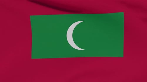 Animated Maldives Flag Waving in Realistic Wind