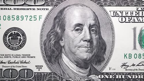 Macro Shot of a Hundred Dollar Bill