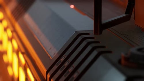 Futuristic Motion Background or Cyber Surface with Metal and Lights