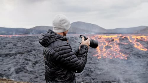 Photographer Captures Flowing Lava on Overcast Day