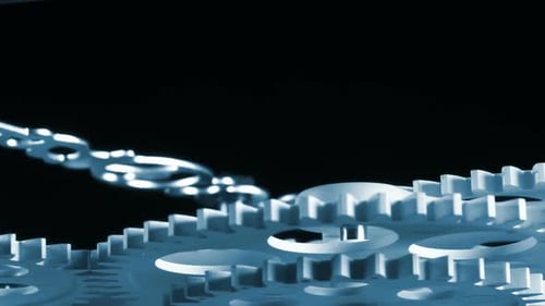 Rotating Gears Inside a Clock Mechanism