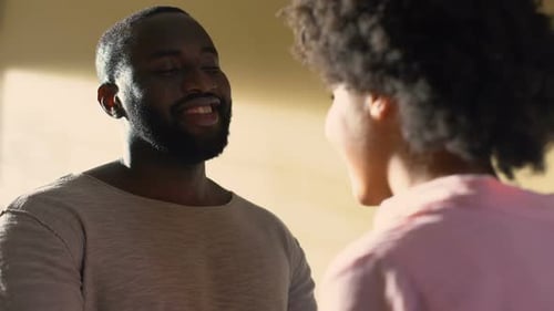 Affectionate Couple Embracing Indoors, Close Up