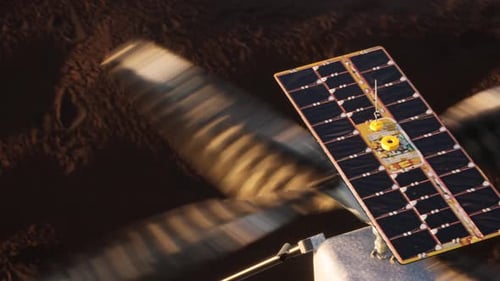 Exploração de helicóptero e veículo motorizado exploram Marte