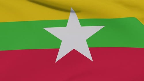 Realistic Waving Myanmar Flag with Fabric Texture