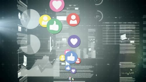 Animated Social Media Reactions Over Corporate Data Displays