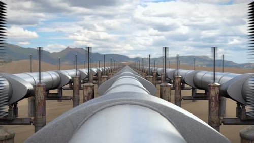 Industrial View Above Oil and Natural Gas Pipeline