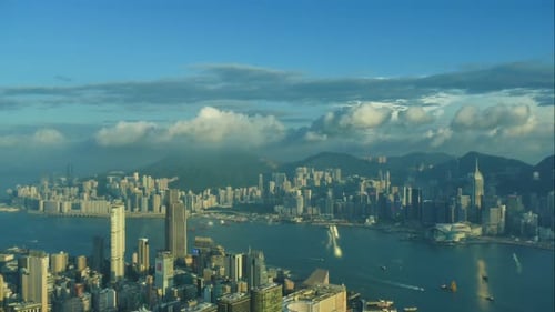 Beautiful building and architecture around Hong kong city skyline