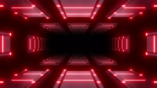 4k Red Neon Tunnel