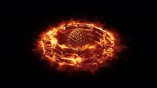 Un anneau de feu flamboyant avec un orbe épineux rotatif