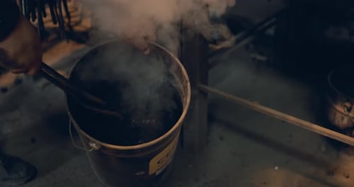Farrier Cooling Hot Horseshoe with Water