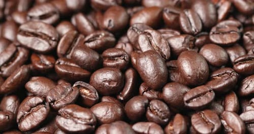 Roasted Coffee Beans Close Up Shot