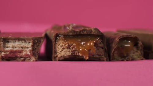 Chocolate Candy Bars with Caramel and Nougat Filling