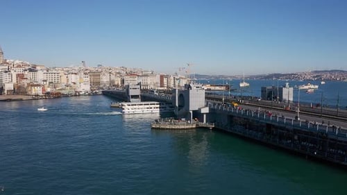 Istanbul Galata Bridge Aerial View 4