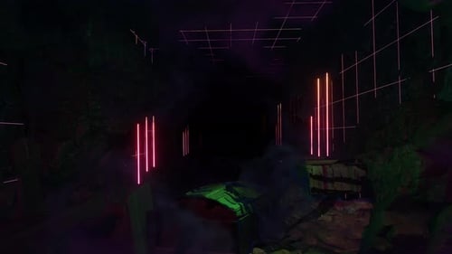 Dark Stone Tunnel Retro 01 4K