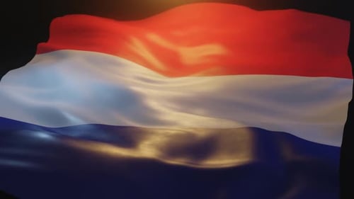 Realistic Red White Blue Waving Flag Animation