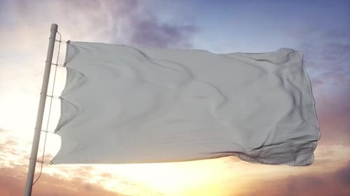 Realistic Waving Blank Flag for Branding and Logo Reveals