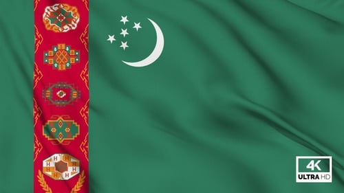 Realistic Waving Turkmenistan Flag Seamless Loop
