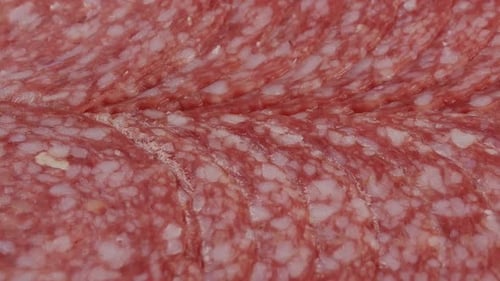 Slices of salami. sausage cut