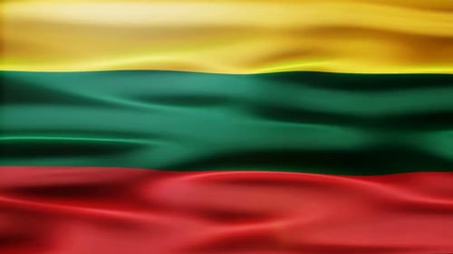 Waving Lithuanian Flag with Realistic Fabric Motion